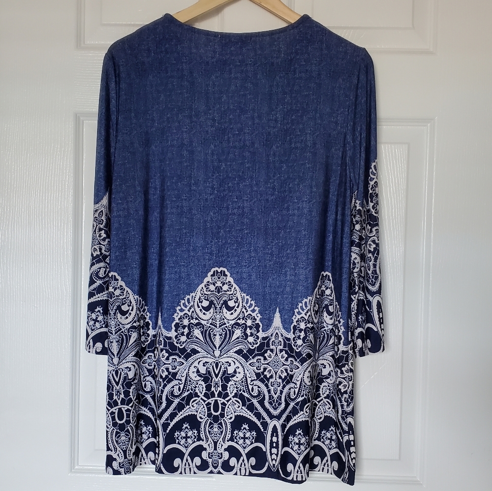 Established 1962 Denim Color Pattern Top - Picture 2 of 7